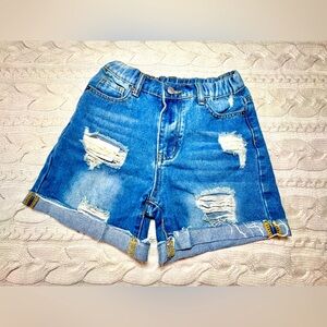 Distressed Blue Jean Shorts #1131